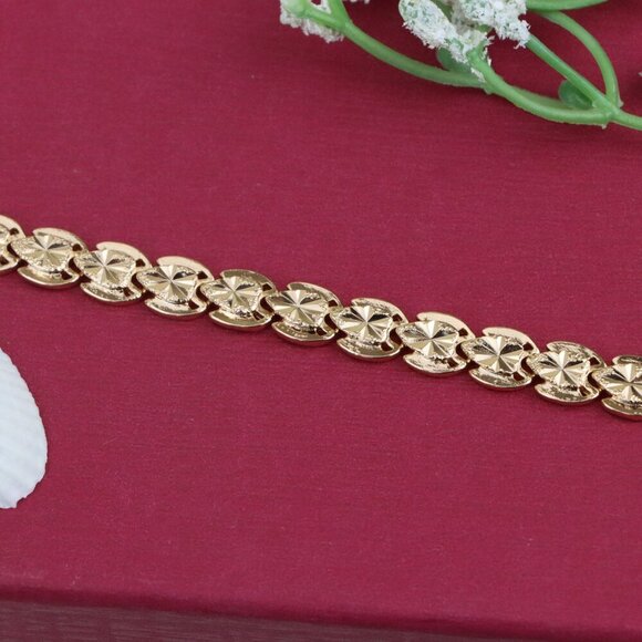 "Rose Gold Bracelet with Etched Disc Pattern in Elegant Finish, XPBL1148 - Picture 12 of 12